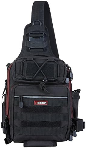 Piscifun Tackle Bag With Rod & Gear Holder - Lightweight Sling Storage Bag, Outdoor Shoulder Pack for Fishing, Hiking, Hunting