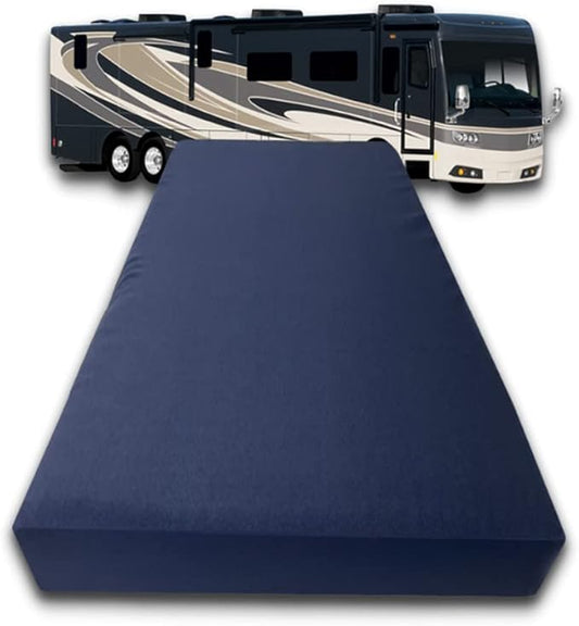 FoamRush 6-Inch Bunk (32" x 75") Gel Memory Foam RV Mattress Replacement with Canvas Navy Cover, Medium Firm, Made in USA, Camper Trailer, Removable Water-Resistant Outdoor/Indoor Cover w Zip