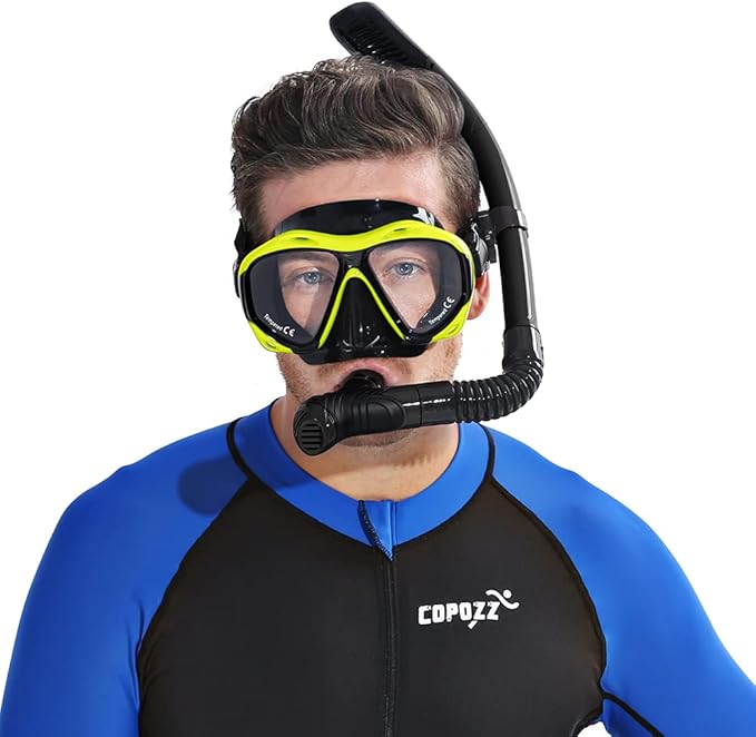 COPOZZ Adult Scuba Mask, Dive Mask Anti Fog Snorkeling Scuba Diving Glasses, Great Seal Free Diving Tempered Glass Mask Goggles
