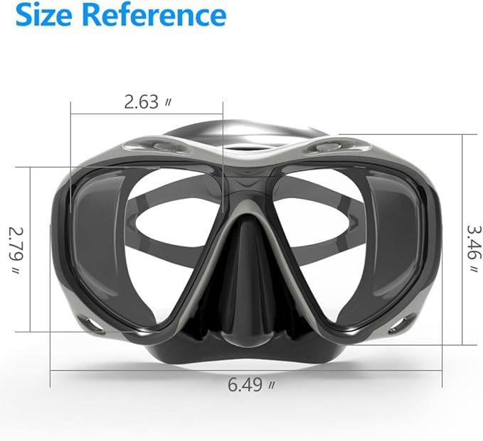 COPOZZ Adult Scuba Mask, Dive Mask Anti Fog Snorkeling Scuba Diving Glasses, Great Seal Free Diving Tempered Glass Mask Goggles