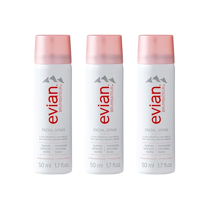 EVIAN FACIAL SPRAY Natural Mineral Water Facial Spray Trio, Travel Size, 1.7 Ounce (3 pack)