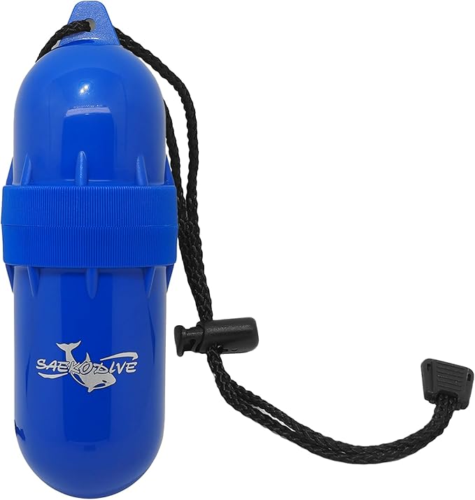 Cylinder Dry Box with Lanyard - Waterproof Container, Watertight Key Pouch Holder - For Snorkeling, Boat, Kayak and Water Activities (Blue, Large)