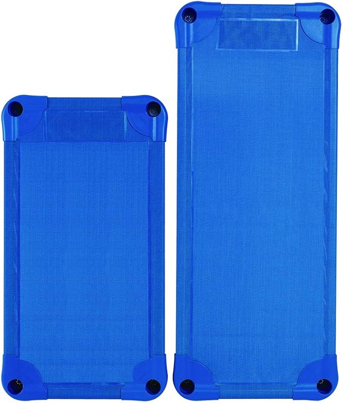 Children's Factory Value Line Unassembled Toddler Cots, Set of 4, Blue, AFB5757, Classroom, Preschool and Daycare Nap Cots, Portable and Stackable