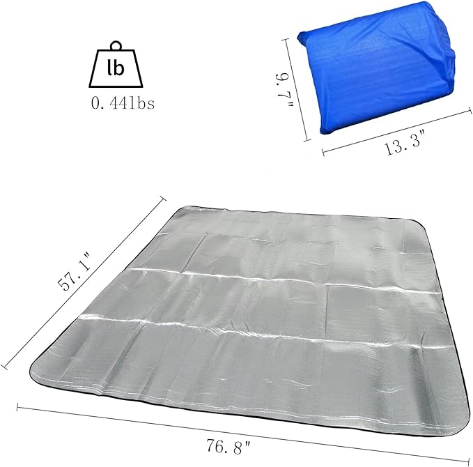 Wind Tour Outdoor Double-Sided Moisture-Proof Aluminum Foil Foam Pad Waterproof and Insulating Foil Mat Picnic Mat Camping Mat for Beach Tent and Camping
