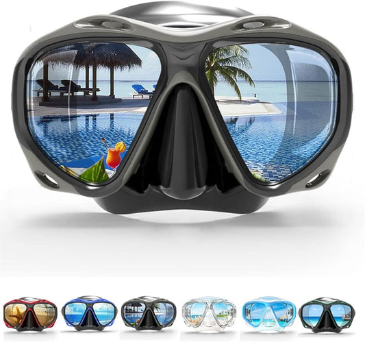 COPOZZ Adult Scuba Mask, Dive Mask Anti Fog Snorkeling Scuba Diving Glasses, Great Seal Free Diving Tempered Glass Mask Goggles