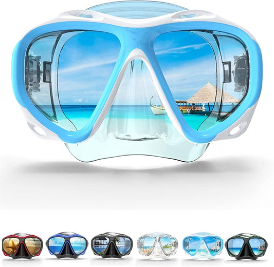 COPOZZ Adult Scuba Mask, Dive Mask Anti Fog Snorkeling Scuba Diving Glasses, Great Seal Free Diving Tempered Glass Mask Goggles