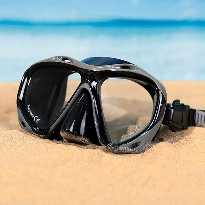 COPOZZ Adult Scuba Mask, Dive Mask Anti Fog Snorkeling Scuba Diving Glasses, Great Seal Free Diving Tempered Glass Mask Goggles