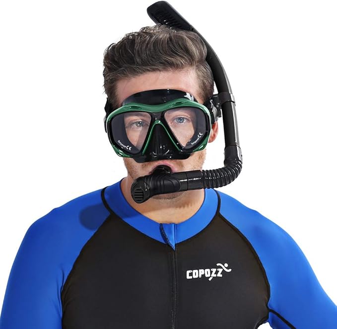 COPOZZ Adult Scuba Mask, Dive Mask Anti Fog Snorkeling Scuba Diving Glasses, Great Seal Free Diving Tempered Glass Mask Goggles