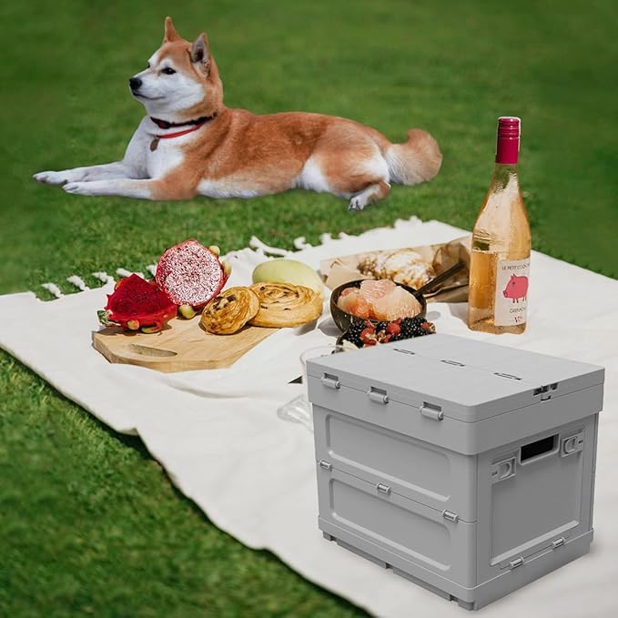 3 in 1 Folding Storage Box with Table, Multifunctional Collapsible Bins with Parking Warning Sign, Outdoor Storage Bin for Picnic, Home, Office, Car