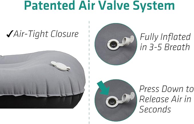 TREKOLOGY Aluft 1.0 Comfy Inflatable Camping & Backpacking Pillow - Perfect for Sleeping, Air Travel, Beach - Quick & Easy to Inflate and Deflate Camper Pillow