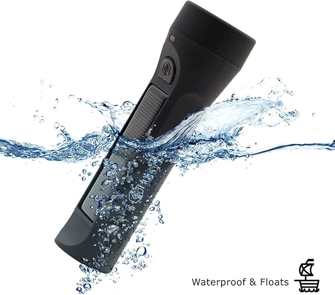 Journey 300 Solar LED Waterproof Flashlight with USB Phone Charger, Black