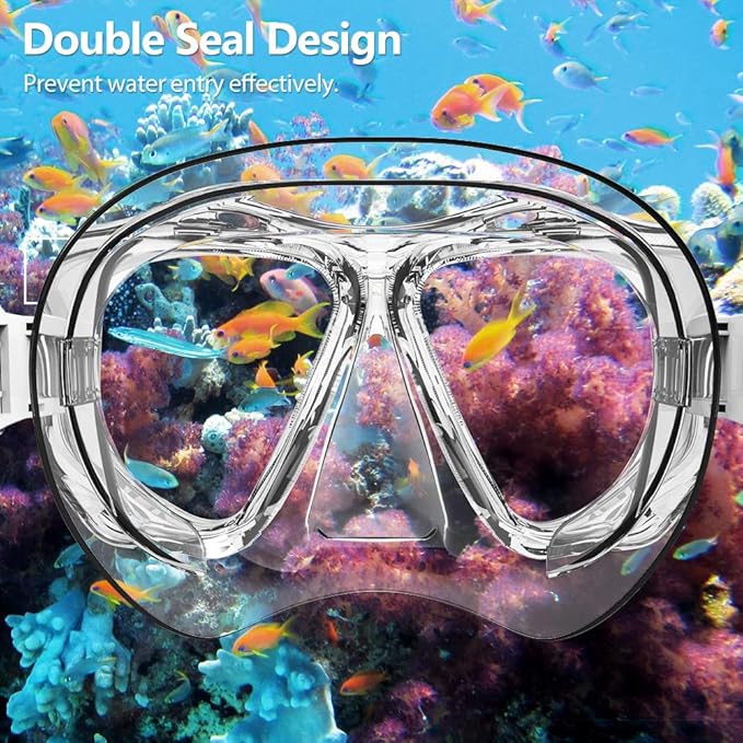 COPOZZ Adult Scuba Mask, Dive Mask Anti Fog Snorkeling Scuba Diving Glasses, Great Seal Free Diving Tempered Glass Mask Goggles