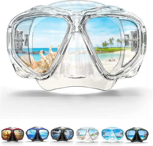 COPOZZ Adult Scuba Mask, Dive Mask Anti Fog Snorkeling Scuba Diving Glasses, Great Seal Free Diving Tempered Glass Mask Goggles