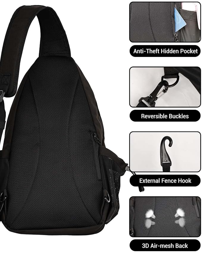Warping Point Pickleball Bag, Adjustable Large Capacity Pickleball Crossbody Backpack for Women Men, Sling Padel Bag Hold 2 to 4 Paddles with Multiple Compartments, Wet & Safety Pocket Fence Hook