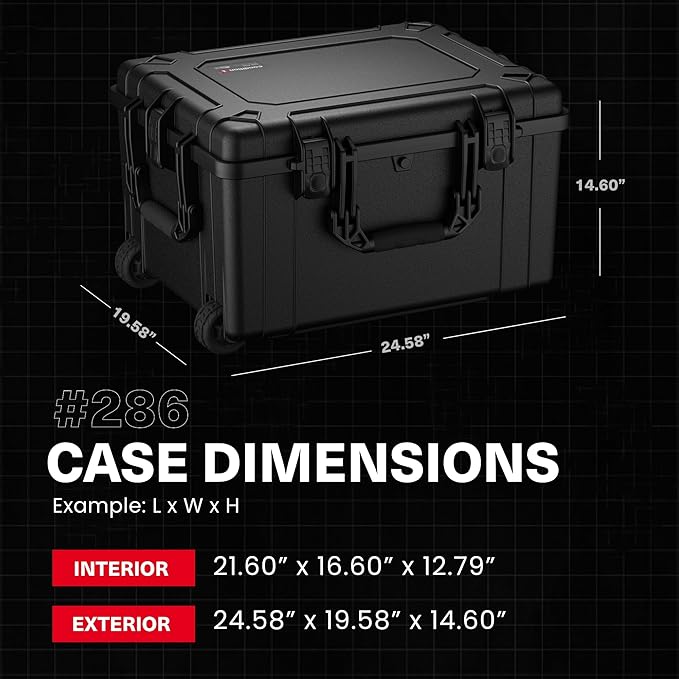 Condition 1 25" Large Rolling Hard Travel Case Model 286, Lockable Storage Box with Wheels and Handle, Waterproof Dustproof TSA Friendly, Made in USA, 24.58"x19.58"x14.60" Orange