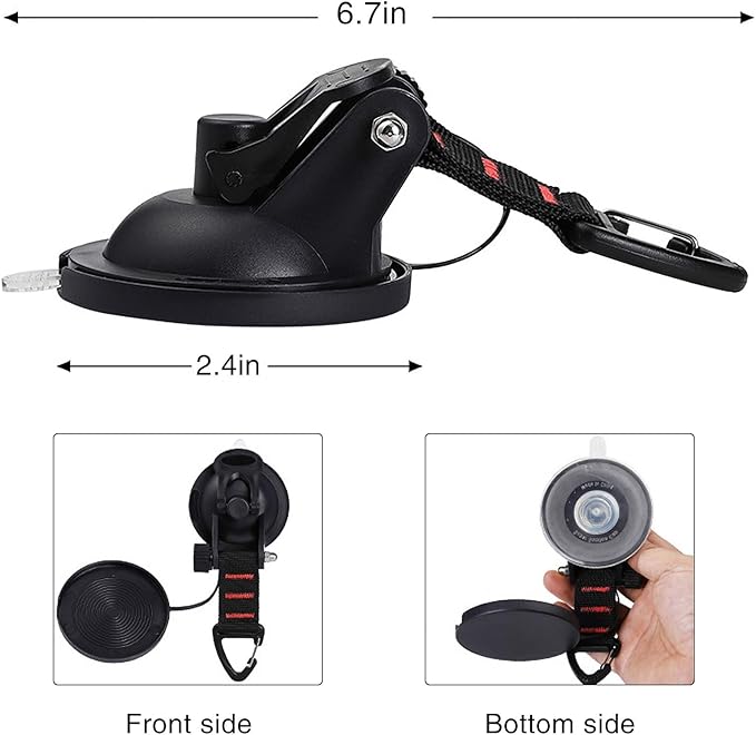 CONBOLA Suction Cups Hooks Heavy Duty Camper Accessories Car Camping Essentials Tie Down 2 Pieces Suction Cup with Securing Hook Strong Power for Car Awning Boat SUV Tent Window Glass.(2 pcs)