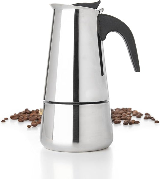 Mixpresso 6 Cup Greca Stovetop Espresso Maker, Moka Coffee Pot with Percolator Design, Stainless Steel Italian Coffee Maker, 300ml/10oz