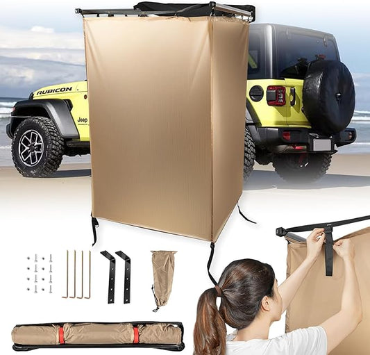 Fits for Jeep/Toyota Shower Tent Awning | 300D Ripstop Fabric,Instant Setup for 4x4 Overlanding & Boating - Aluminum Frame with Shower Head Holder - for Camping, Off-Roading, Fishing & Road Trips