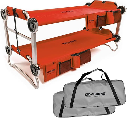 Disc-O-Bed Youth Double Cot Kid-O-Bunk, Modular for Bunk Beds, Dual Cots, or Bench with 2 Carry Bags for Portable Transport