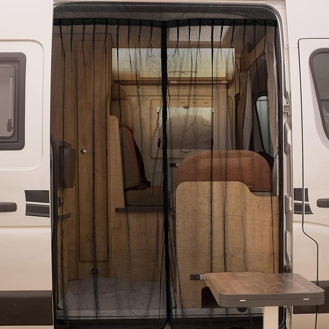 Van Bug Screen High Roof Mosquito Bug Net for Camping Screen Universal Size Mosquito Net Center Zipper Closure with Zipper Van Camping(Large, 83 x 60 Inch)