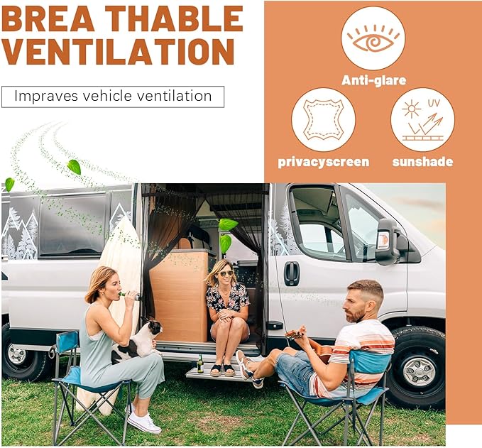 Van Bug Screen High Roof Mosquito Bug Net for Camping Screen Universal Size Mosquito Net Center Zipper Closure with Zipper Van Camping(Large, 83 x 60 Inch)