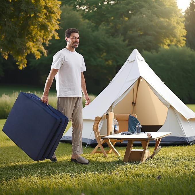 Sleeping Mats for Adults,Memory Foam Camping Folding Pad,Floor Trifold Mattress,Machine Washable Cover,Guest Bed