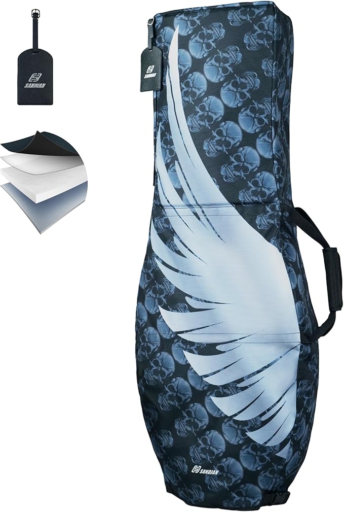 SANDIAN, Golf Travel Bag Cover for Airlines Transit, Heavy-Duty Oxford 1260D, Thick Padded Club Protection Covers, Durable PU Coatings for All Weather Resistant, One Size Fits All