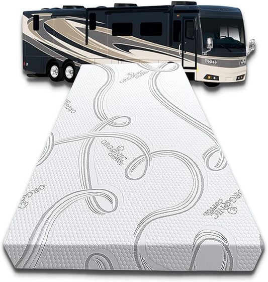 FoamRush 6-Inch Truck (36" x 76") Medium Firm High Density Foam RV Mattress Replacement with Cotton Cover,Pressure Relief, Travel Camper Trailer Truck, Made in USA, CertiPUR-US Certified