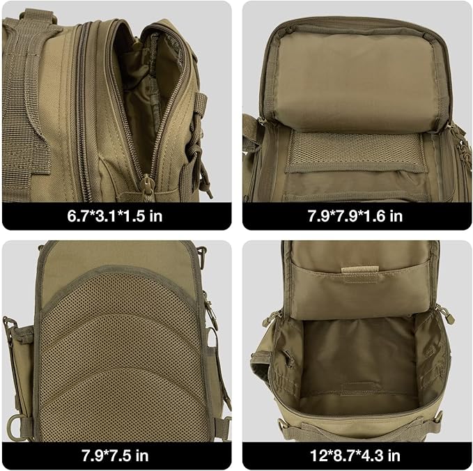 Piscifun Tackle Bag With Rod & Gear Holder - Lightweight Sling Storage Bag, Outdoor Shoulder Pack for Fishing, Hiking, Hunting