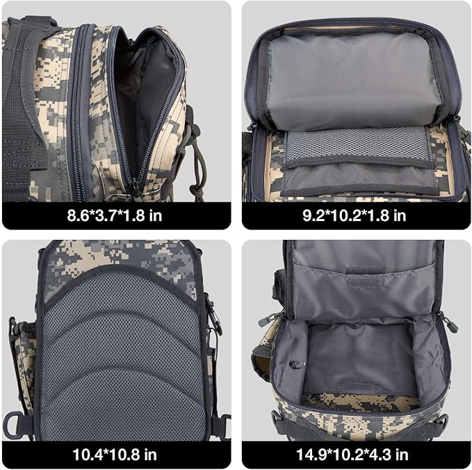 Piscifun Tackle Bag With Rod & Gear Holder - Lightweight Sling Storage Bag, Outdoor Shoulder Pack for Fishing, Hiking, Hunting