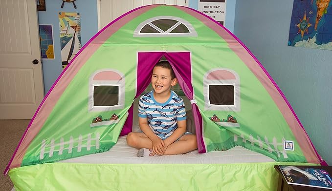 Pacific Play Tents 19601 Kids Cottage House Bed Tent Playhouse - Fits Full Size Mattress , Pink