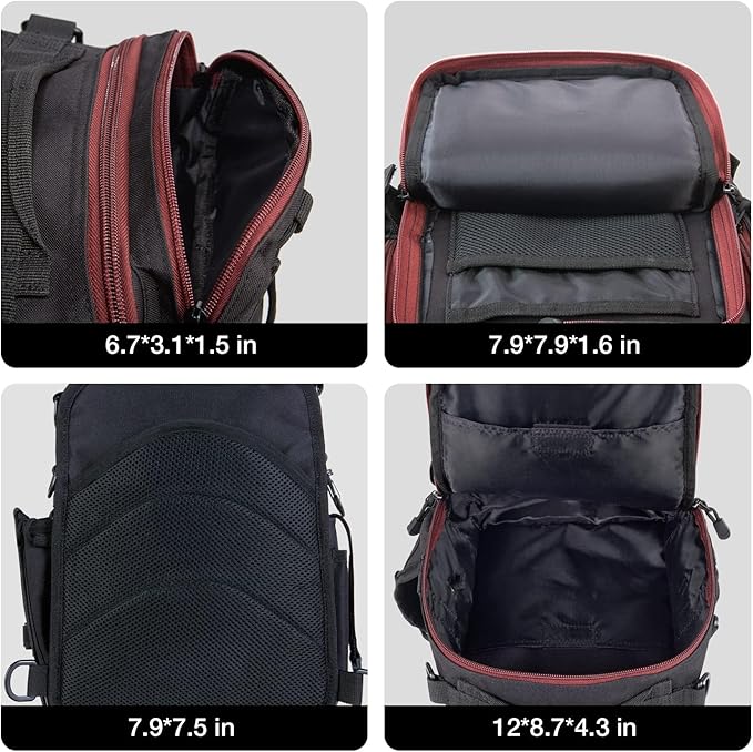Piscifun Tackle Bag With Rod & Gear Holder - Lightweight Sling Storage Bag, Outdoor Shoulder Pack for Fishing, Hiking, Hunting