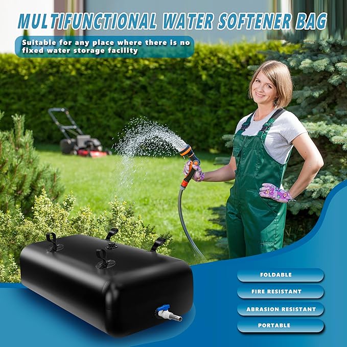330 L/87 Gal Water Bladder Tank, Foldable Portable Water Storage Container, Emergency Water Bag for RV, Truck Bed, Fire Prevention, Drought Resistance, Black