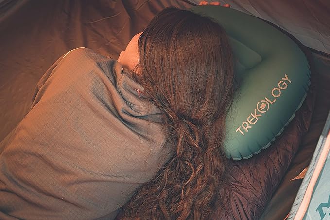 TREKOLOGY Aluft 1.0 Comfy Inflatable Camping & Backpacking Pillow - Perfect for Sleeping, Air Travel, Beach - Quick & Easy to Inflate and Deflate Camper Pillow