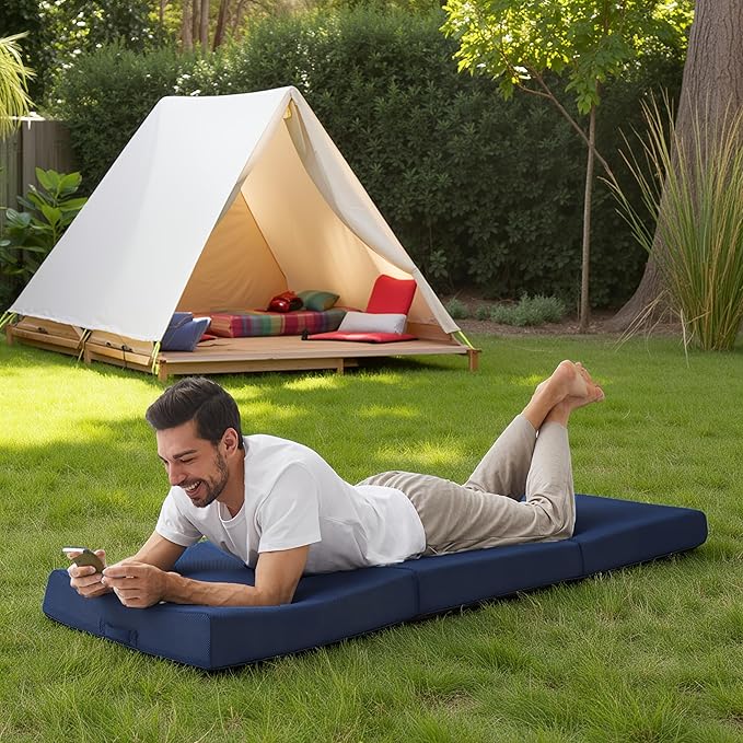 Sleeping Mats for Adults,Memory Foam Camping Folding Pad,Floor Trifold Mattress,Machine Washable Cover,Guest Bed